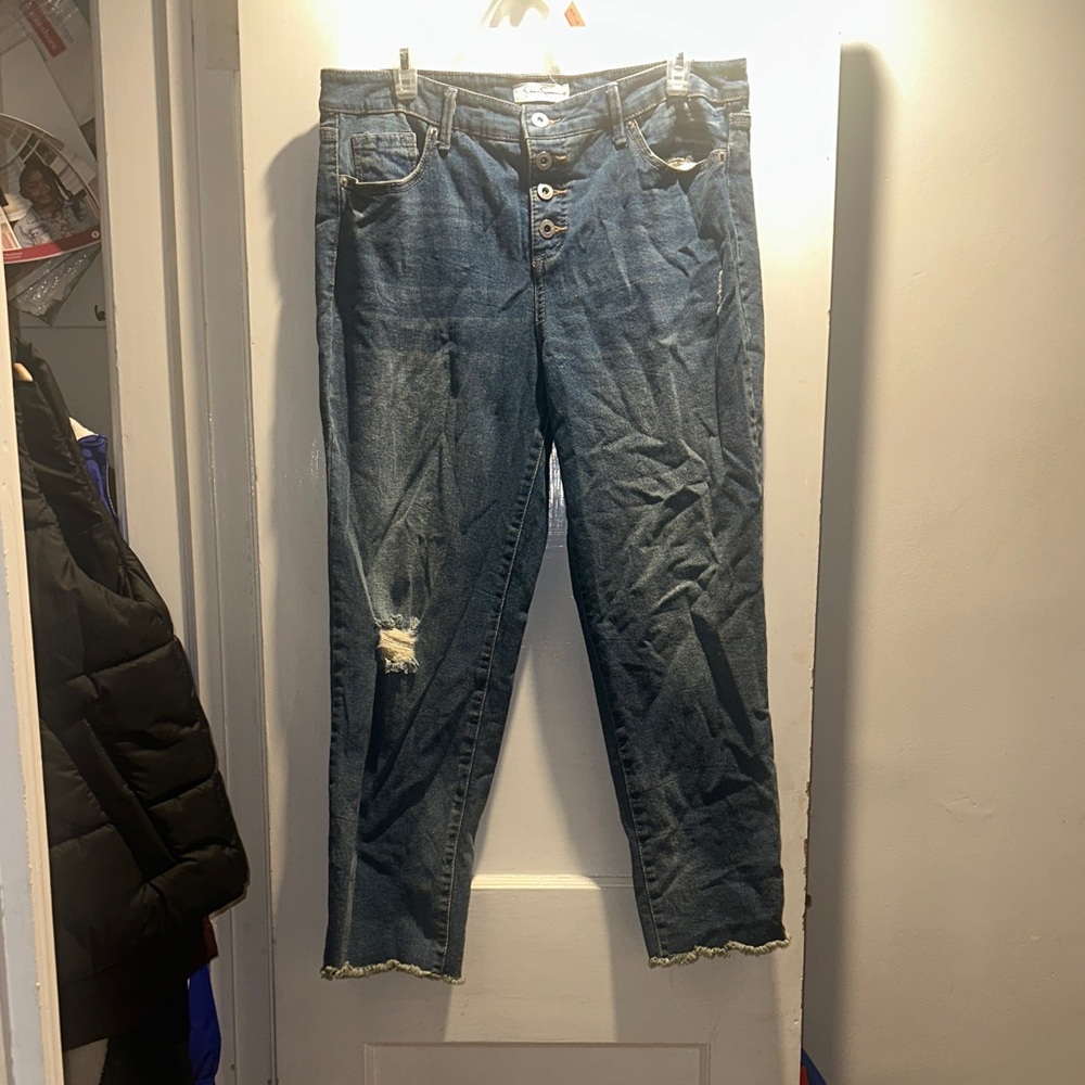Jessica Simpson Distressed Blue Jeans with Frayed Hem